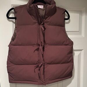 Pink Lily small brown bow Puffer Vest.  Like New